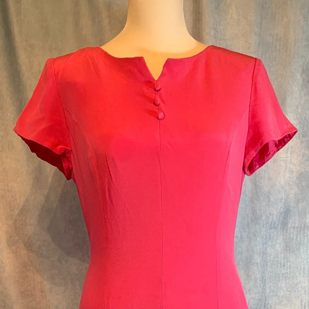 TALBOTS PINK SHORT SLEEVE PURE SILK DRESS